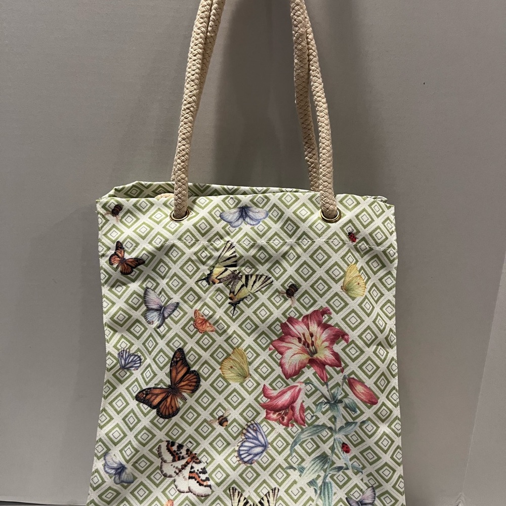 New Lenox Butterfly Meadow Tote Floral Bag - Green SALE!